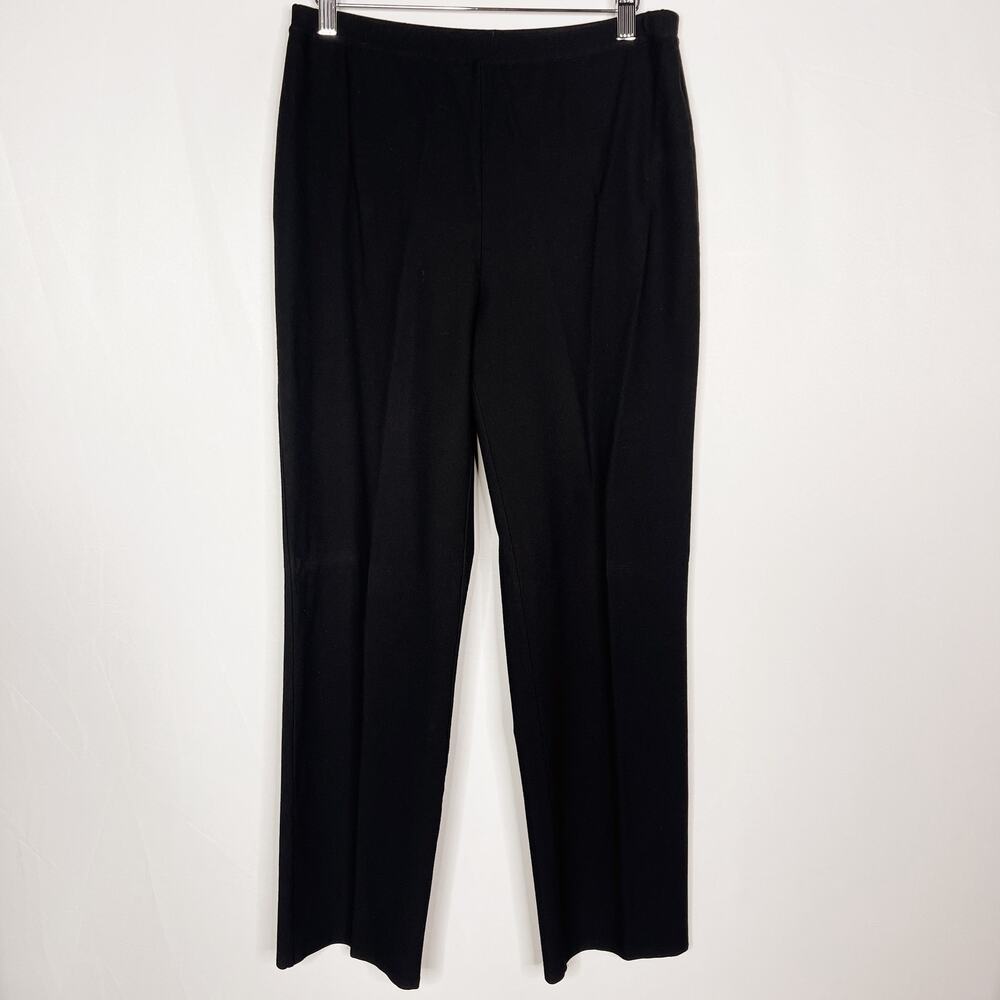 Eileen Fisher Small S Black Stretch Pull On Pants Trousers Straight Leg Viscose
